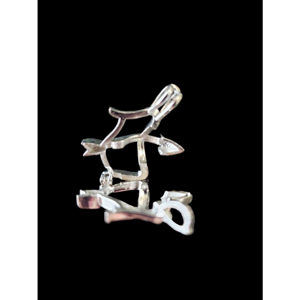 Pearl or stone gem Cage, 18k GP, bow and arrow Charm pendant locket archery - Picture 5 of 8